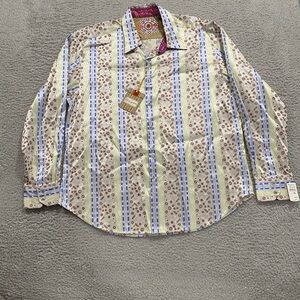 Robert Graham Shirt Mens 2XL Multi Orenstein Silk Stripe Long Sleeve Button NWT